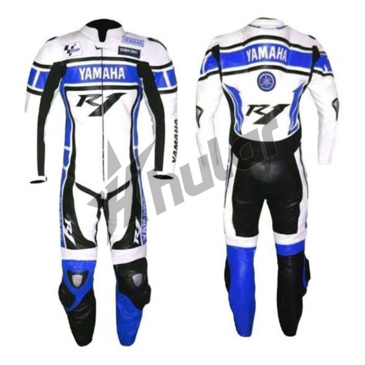 yamaha R1 blue cow leather suit 1pc custom size S to 5XL