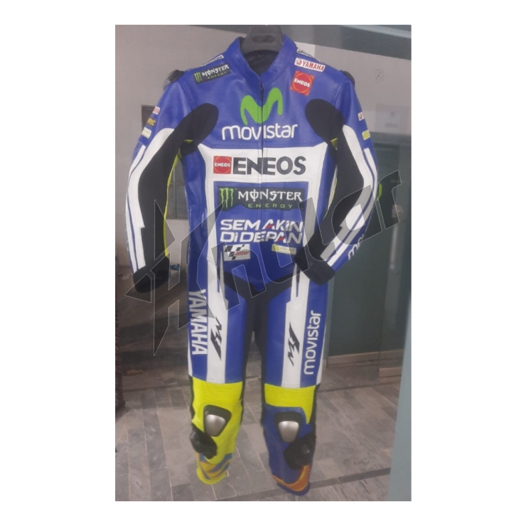 yamaha monster blue leather suit custom size S to 5XL