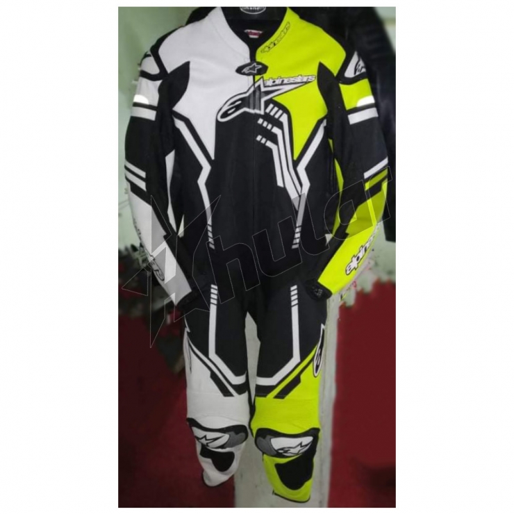 alpinestar motorcycle suit black and fluorescent green 1pc custom size S to ...