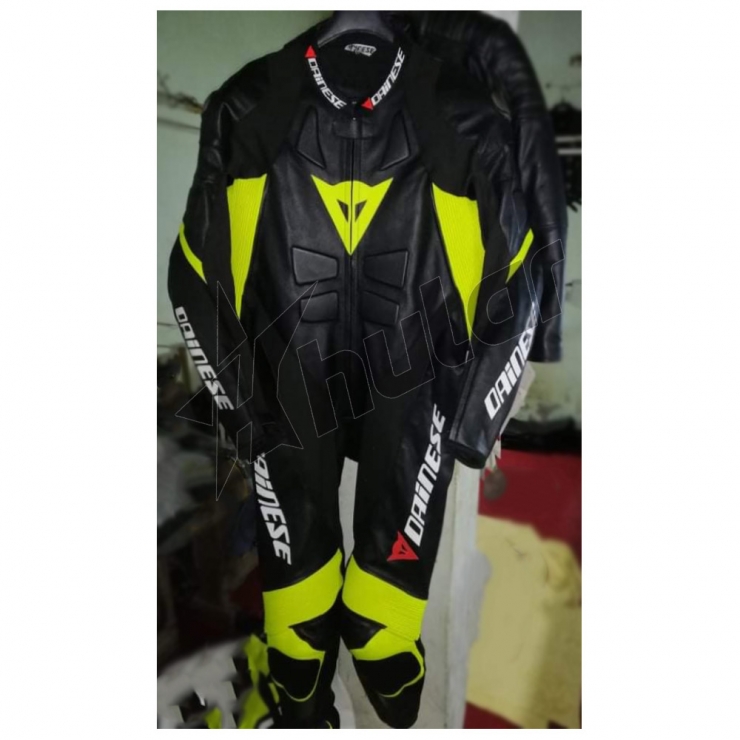 Dainese motorcycle suit black and fluorescent green 1pc custom size S to ......