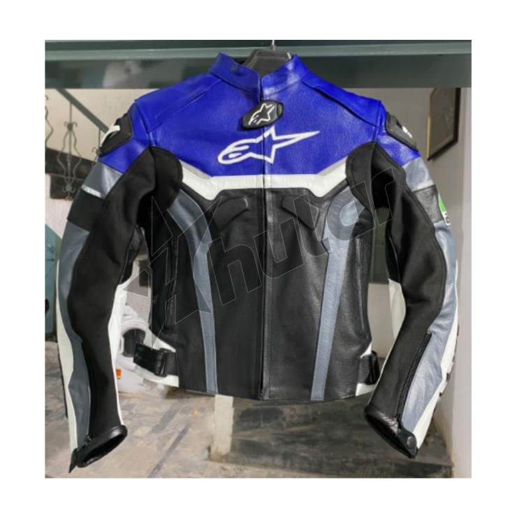alpinestar motorcycle jacket blue and black custom size S ..... 