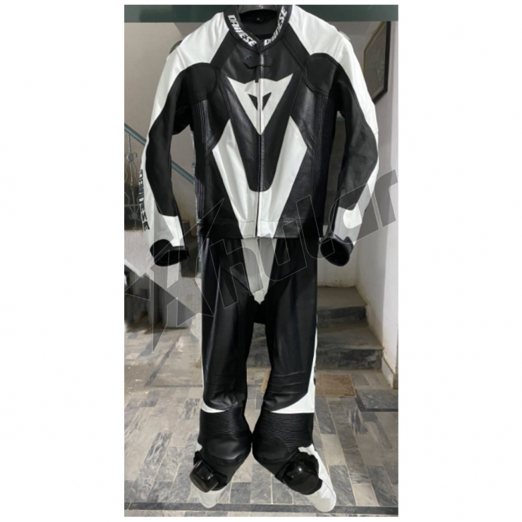 Dainese motorcycle cow leather suit black and white 2pc  custom size S to 5xl